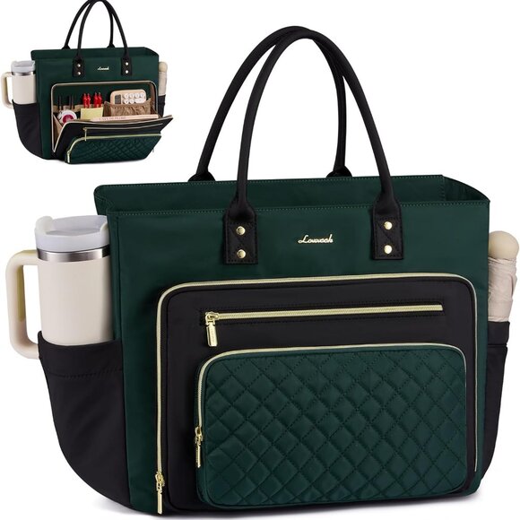 Laptop Tote Bag for Women With Large Cup Holder, Work Bags Teacher Nurse Compute - Picture 1 of 9